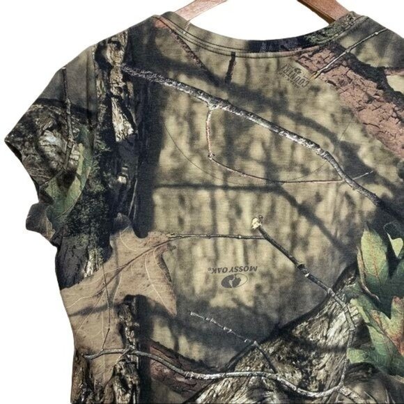 Mossy Oak Tee Shirt Break Country Fitted Camo Camouflage Hunting V-neck Top M - Picture 6 of 7
